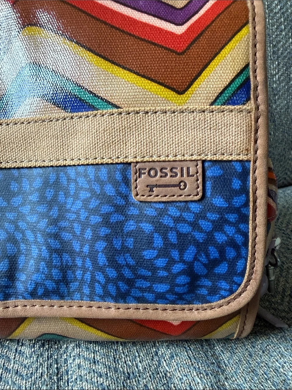 Fossil Multicolored Coated Canvas Cosmetic Bag